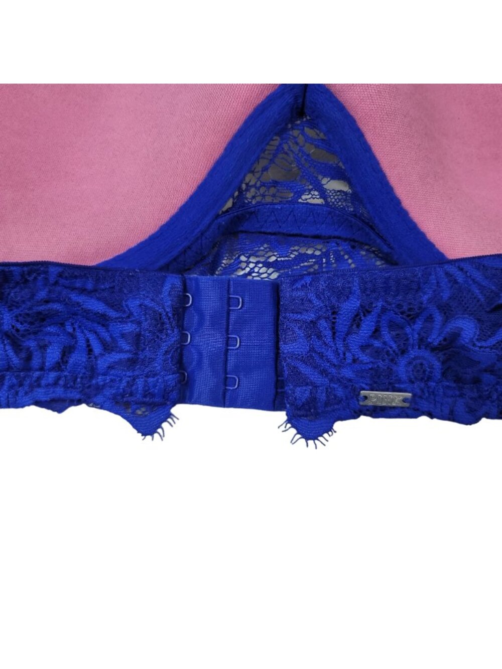 PINK Victoria's Secret Lace Bralette Bra Blue Large C Lightly Lined Underwire - Picture 6 of 12